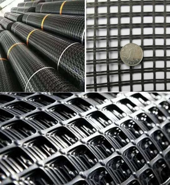 Polyester Warp Knitted Geogrid Machine Mesh In Pavement Construction